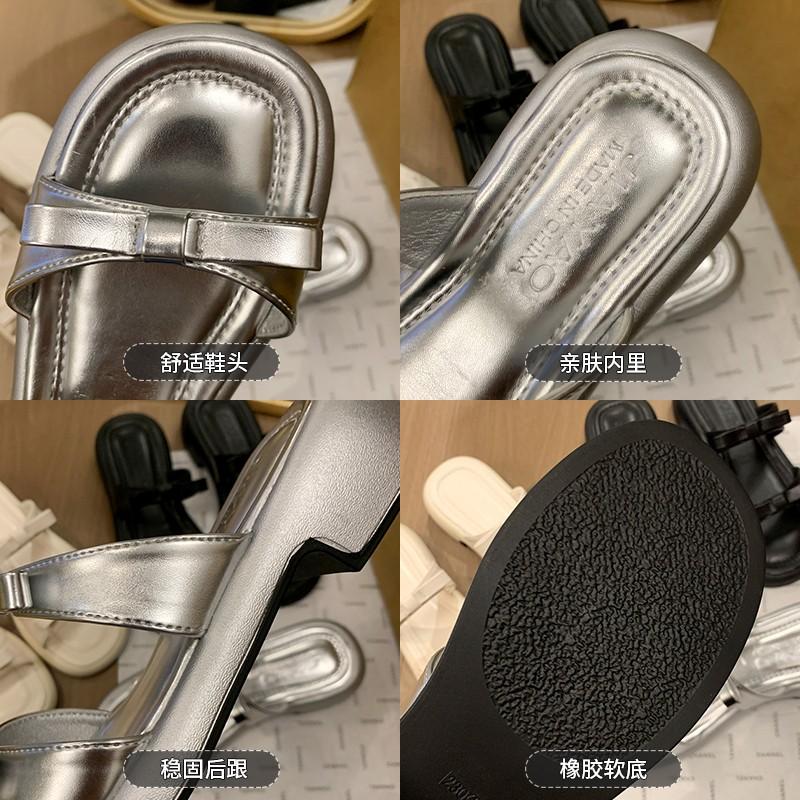 Fashion Aphixta Fashion Straps Summer Beach Shoes 4.5cm Square Heels Slippers Women Sweet Bow Mulers Outside Summer Sandals Shoe Slides