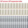 200-50Set Plastic Expansion Tube Pipe Drilling Plug Self Tapping Screws Concrete Wall Anchors Fastener Screw Bolt Assortment Kit