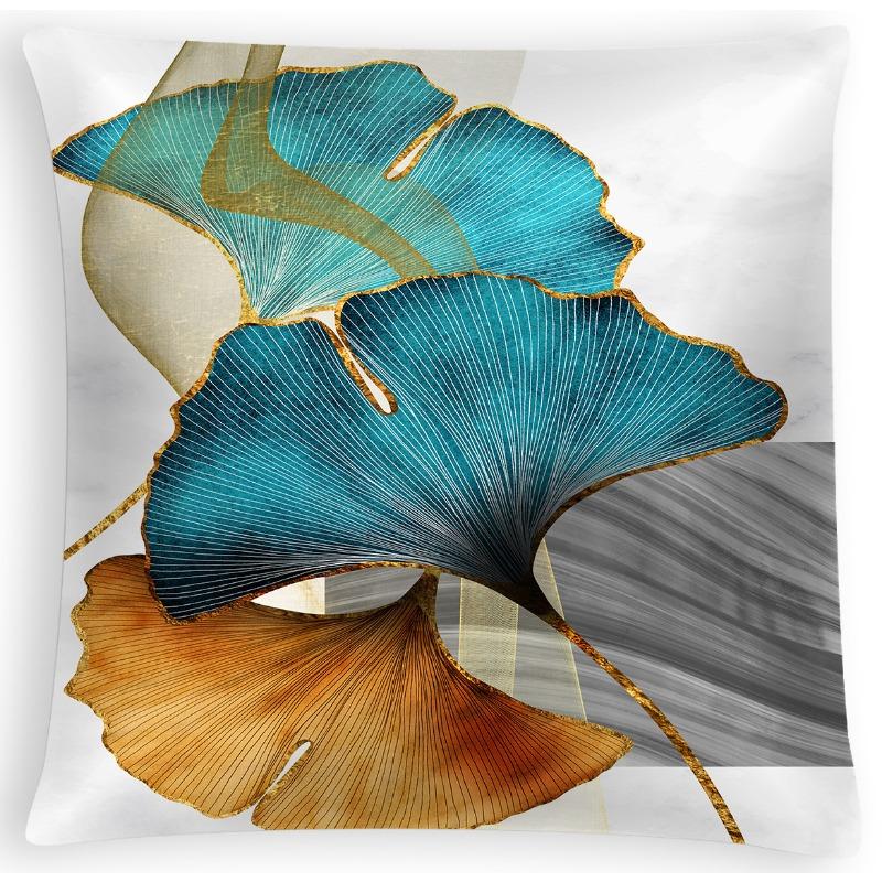 Nordic Ginkgo Leaf Peach Skin Pillow Cover Office Sofa Pillow Cushion Cover