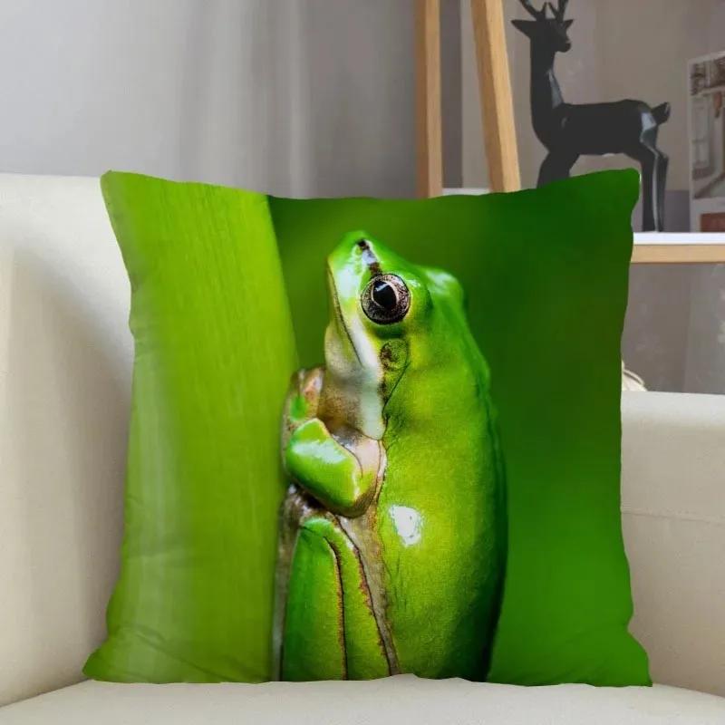 Funny Frog Series Animal Throw Pillow Cover With Short Plush Print For Living Room Sofa Decoration Cushion Cover Pillow Covers
