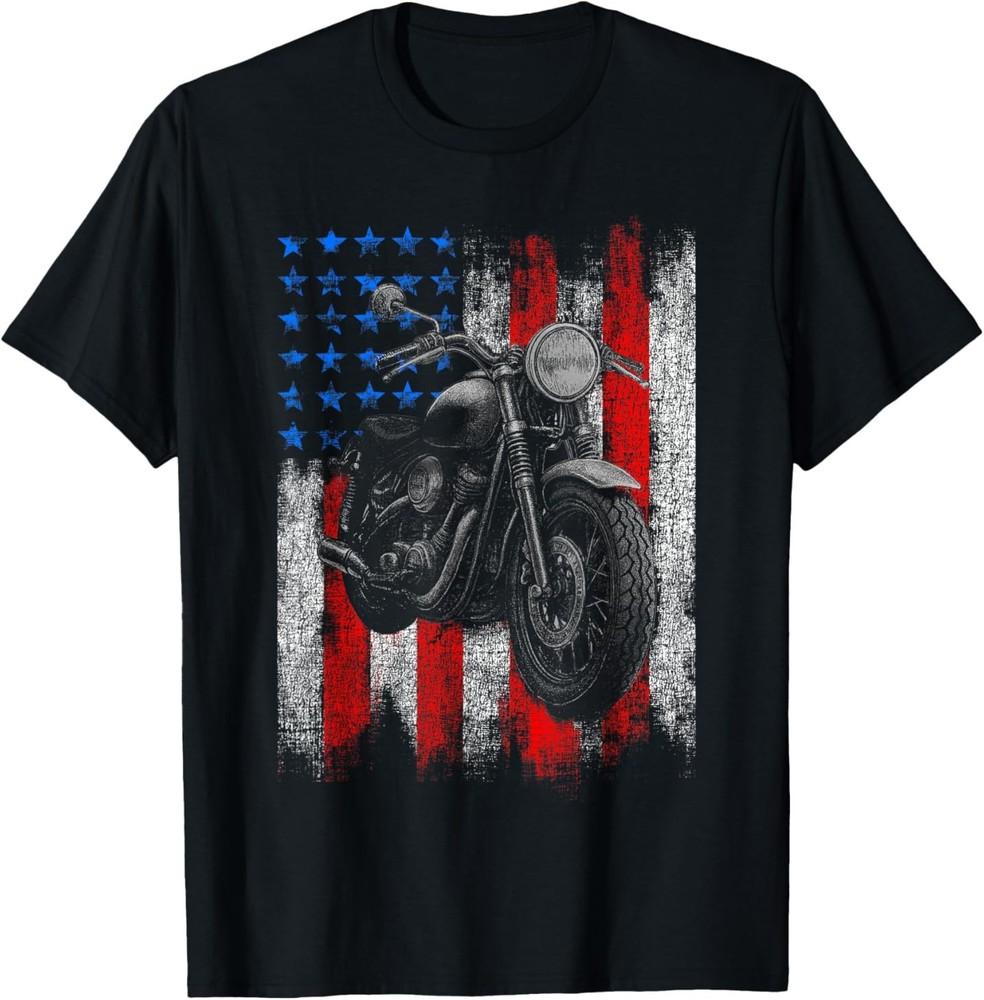 Motorcycle Graphic Men039;s Biker American Flag T-Shirt Unisex T-Shirt S