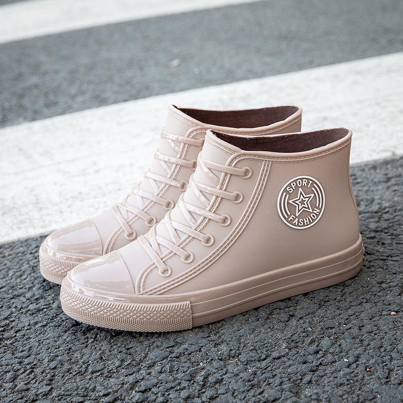 

Winter short waterproof shoes rain shoes women s fashion wear non-slip work rain boots student water boots rubber shoes 36 хаки