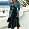 Women's Casual Halloween Print Long Sleeve V-Neck Dress with Pockets for Fall Party