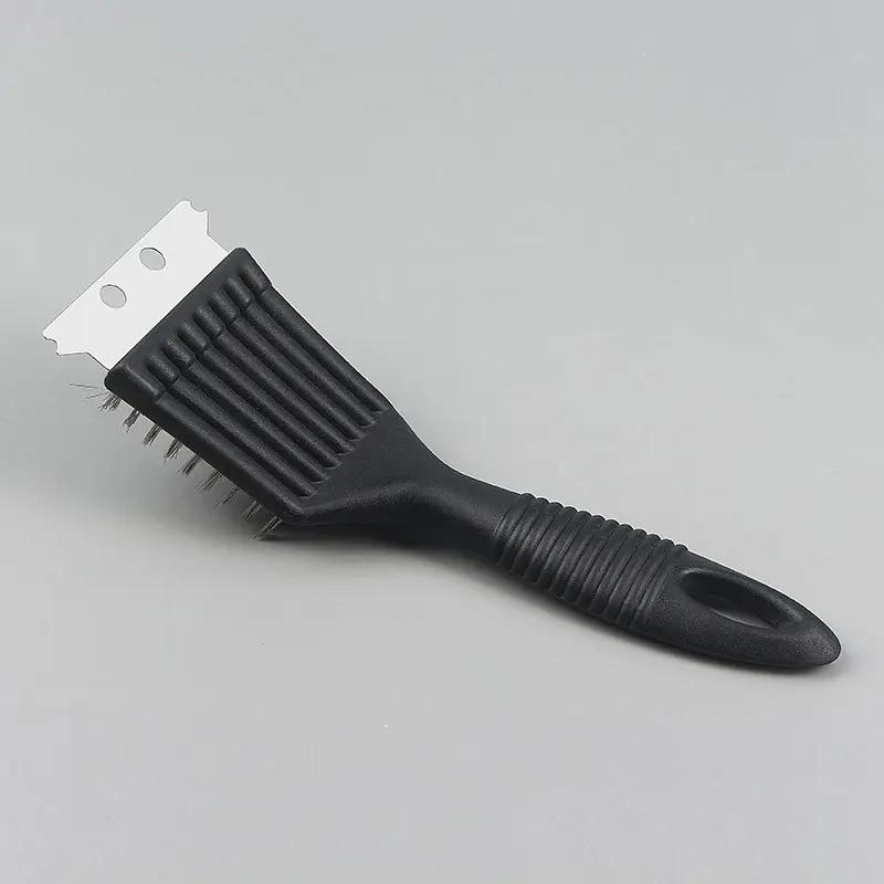 1pcs Wire Bristles BBQ Brush and Scraper Triple Scrubber Safe Efficient Grill Clean Brush for Outdoor Barbecue Essential Tools