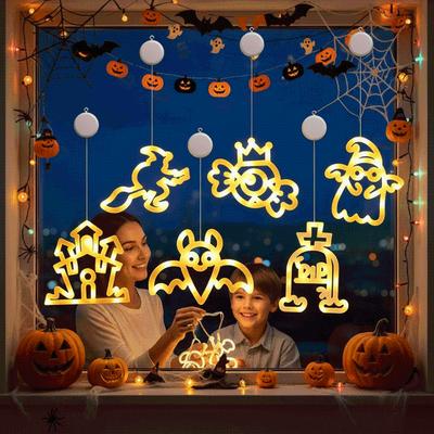 Waterproof Halloween Suction Lights Battery-operated LED Glass Pendant Window Silhouette Lamp  Shop