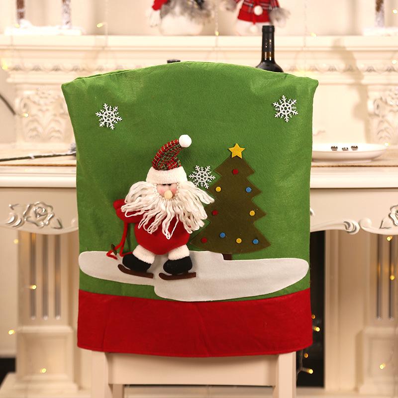 Christmas Decoration Chair Cover Santa Claus Snowman Reindeer Chair Cover Christmas Party Dinner Home Holiday Chair Decoration
