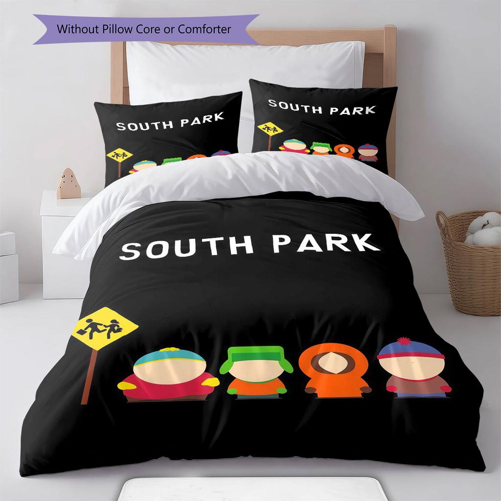 South Park Poster Pattern Bedding Home Decoration Birthday Gift ( 1 duvet cover + 2 pillowcase, without core),fan merchandise.