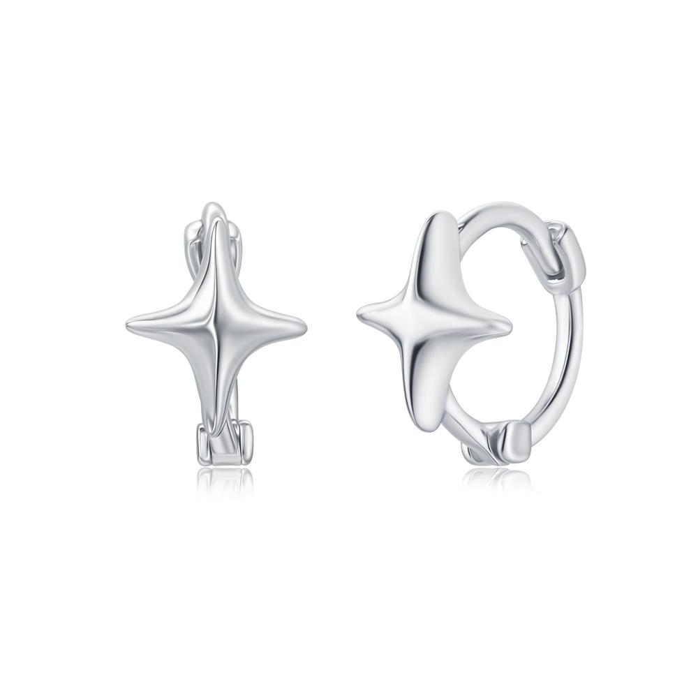Westisland Silver Star One-Touch Earrings Choose 1 Of 2_Ws066