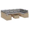 VidaXL Canapé de Jardin 10 Pièces avec Coussins Rattan Beige et Gris 3346210