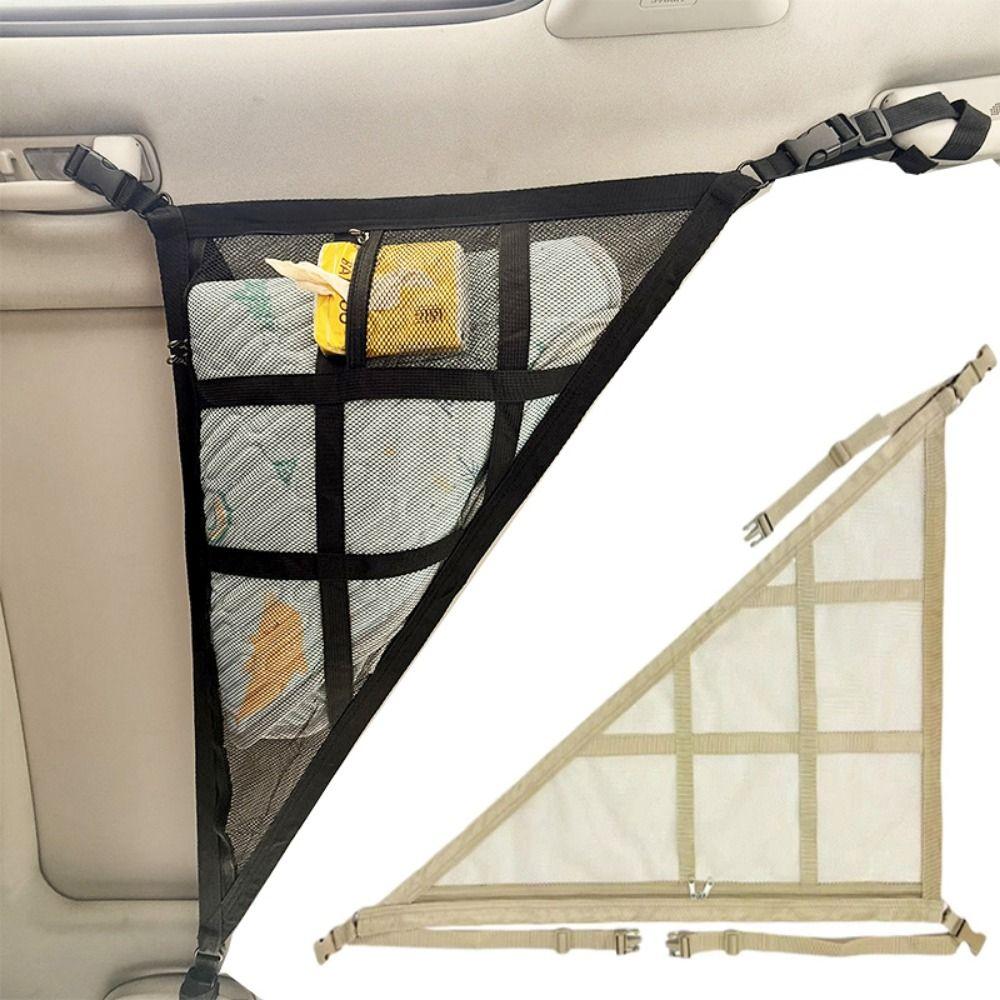 

Anti-fall Triangular Ceiling Storage Bag Double-layer Mesh Roof Organizer SUV Black 70*50cm