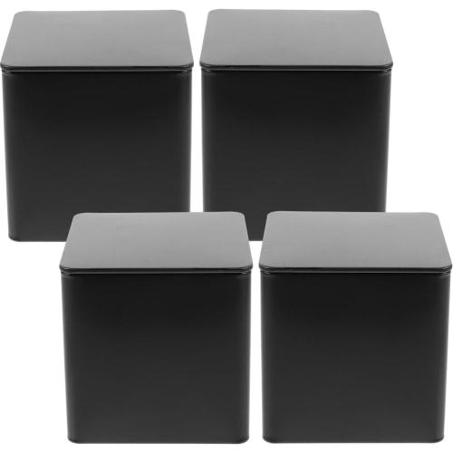 

Luxshiny 4-Piece Metal Tea Tins, Tin Candy Boxes, Empty Airtight Square Canisters with Lids, Candy Jars, Snack Containers for Coffee, Loose Tea, Spice