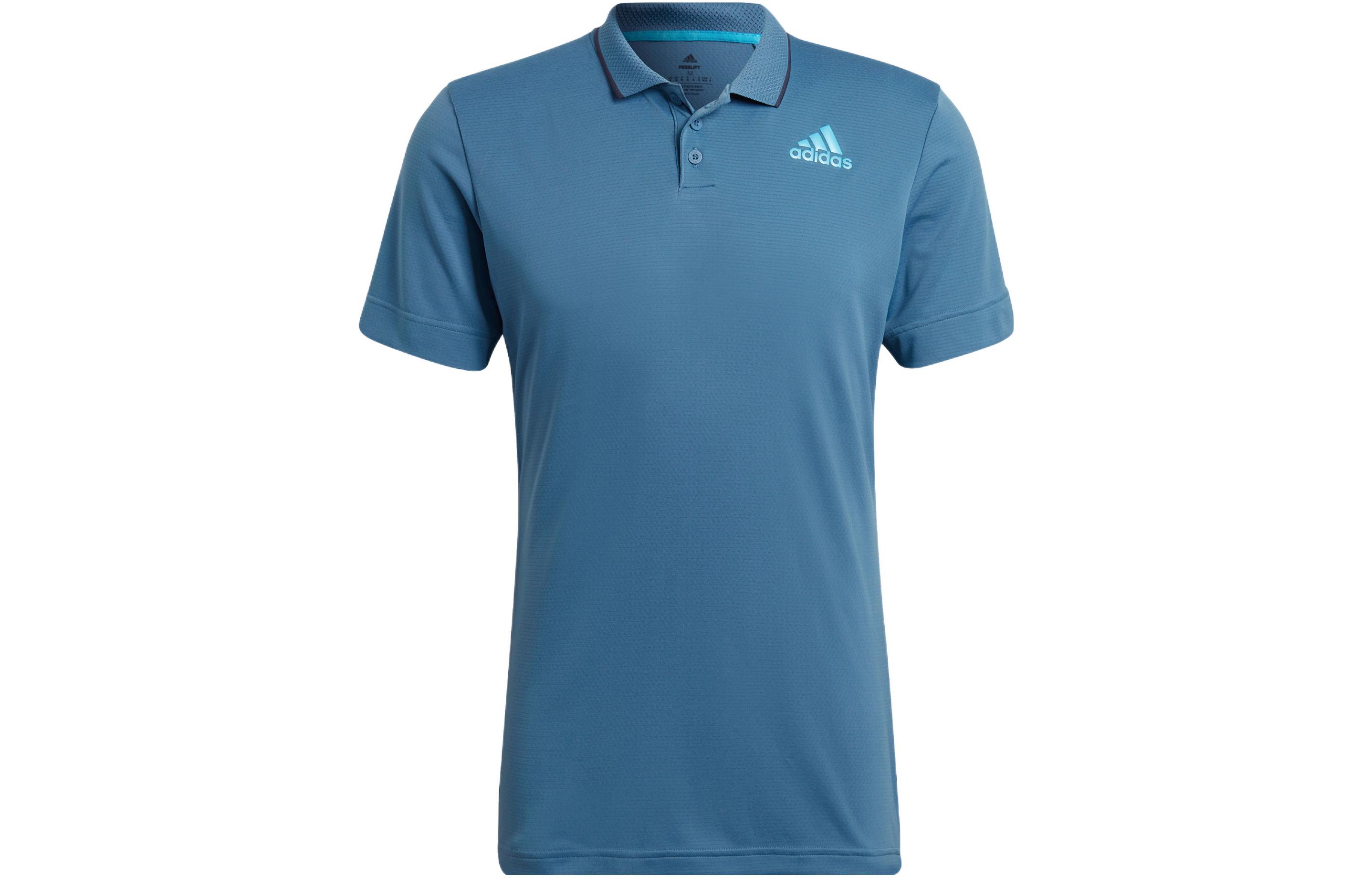 Adidas Polo Shirts Men s Blue Polo Collar Moderate Straight Fit HB9137 L