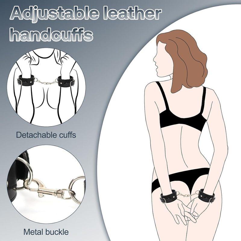 BDSM Bondage Wrist Thigh Cuffs and Ankle Sex Restraints Set Adjustable Leg Straps Handcuffs Couple Beginner SM Game Play