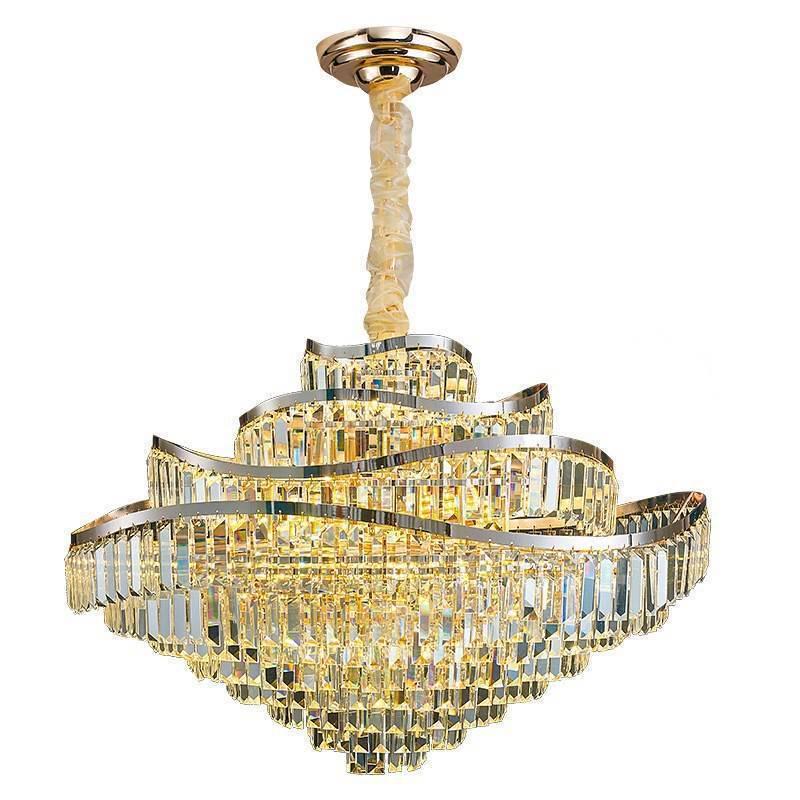 Postmodern Retro Wave Crystal Chandelier for Living Room, Bedroom, or Dining Light - Eye Protection & Atmospheric Design