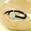 GEMCHIC Women's Round Leather Bracelet with Stainless Steel Disc, DIY Laser Engraving Custom Bangle, Fashion Geometric Wristband Gift