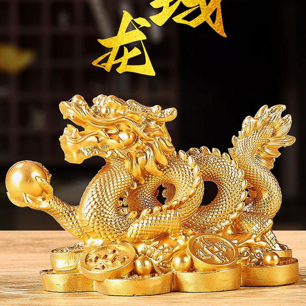 Figura de Dragón, Estilo Feng Shui, Dragón de Cinco Garras, Decoración de Interiores para Sala de Estar, Entrada, Adorno, para Atraer Riqueza y Buena Fortuna, Suerte