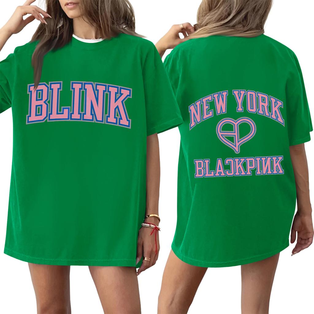 Damski T-shirt z krótkim rękawem i nadrukiem z okrągłym dekoltem