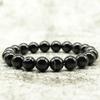 Minimalist Real Natural Black Agates Beads Bracelets For Men 4/6/8/10/12mm Smooth Stone Braslet Homme Leisure Accessories  Joias