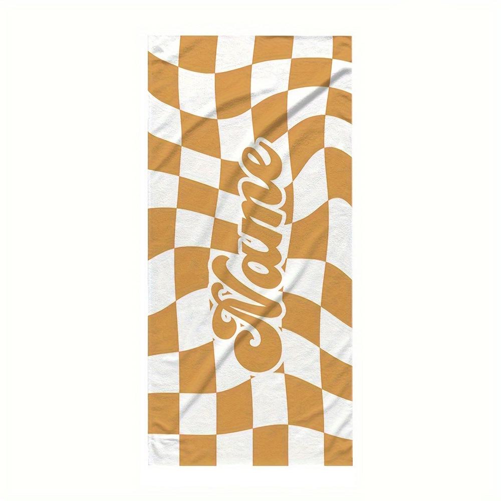 Personalized Grid Beach Towel Customize Name/Logo Oversized Microfiber Towel Summer Party Gift For Beach Swimming Bath Sports