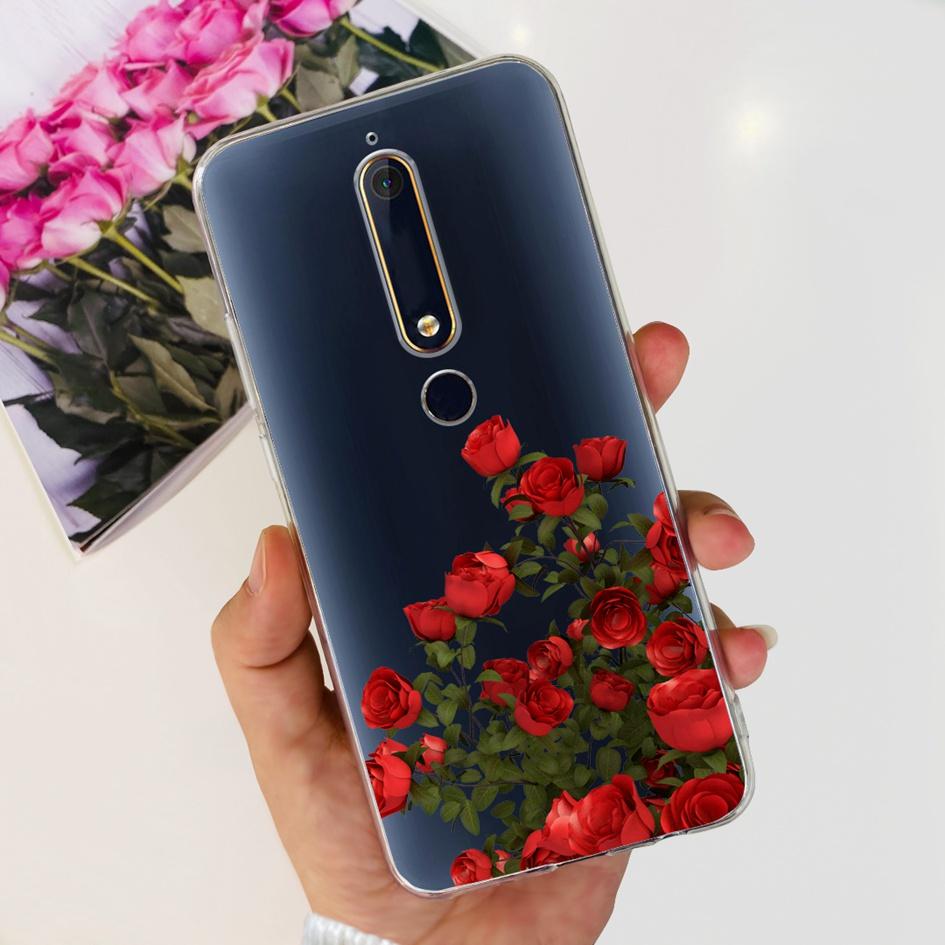 For Nokia 6 2018 Case Fashion Flower Soft Silicone Bumper For Nokia 6.1 Cover TA-1043 TA-1045 TA-1054 TA-1050 TA-1068 Phone Case