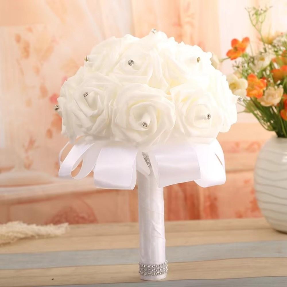 Romantic Bridal Wedding Bouquet Satin Artificial Rose Flower Rose Flower Bouquet  Bridal Wedding