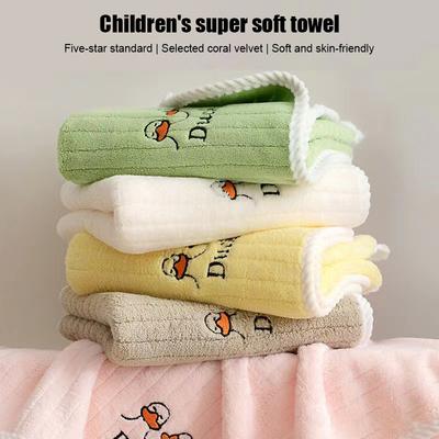2 Stücke Kinder Handtuch Einfarbig Cartoon Ente Korallen Fleece Super Weich 25*50 cm Baby Handtuch Gesicht Handtuch Taschentuch