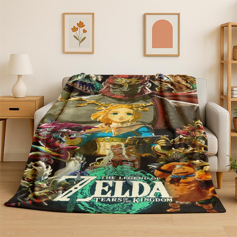 Classic Game ZZelda Cartoon Link Flannel Blanket Soft Warm Throw Blanket for Bedroom Living Room Bed Travel Camping Picnic