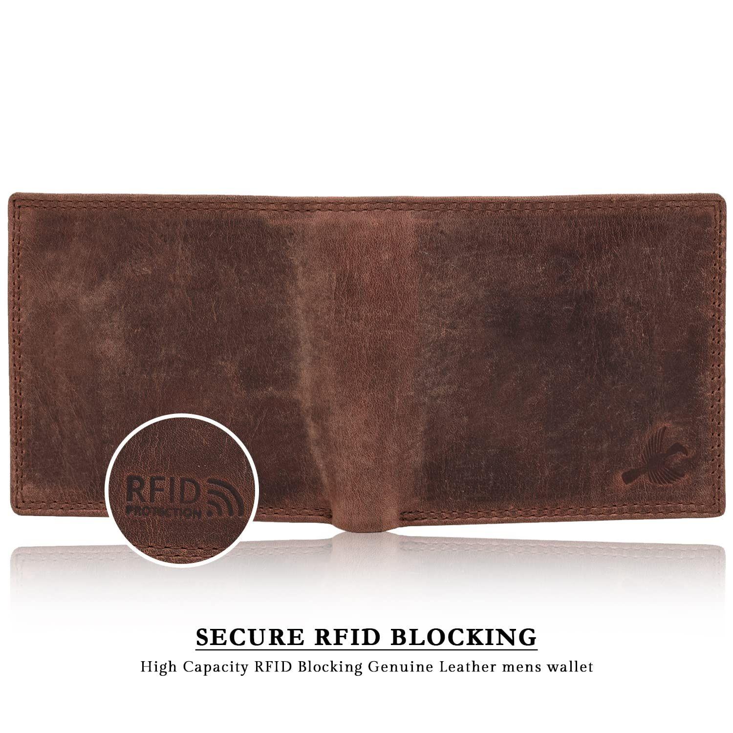 Мужские кожаные коричневые винтажные RFID-кошельки Stella коричневый — фото 6