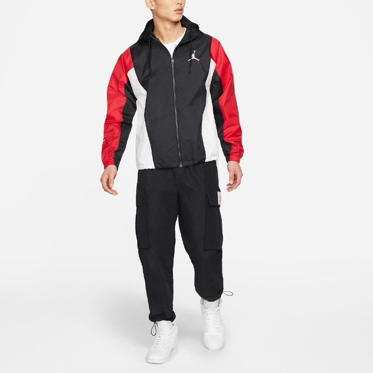 Jordan Windbreaker Casual Sports Splicing Hooded Training Logo Woven Jacket Men Outerwear Black DQ8642-010