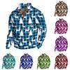 Men's Christmas Graphic Long Sleeve Button-Up Shirt Casual Holiday Sweatshirt