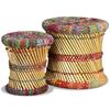 Stools with Chindi Details Set of 2 Bamboo