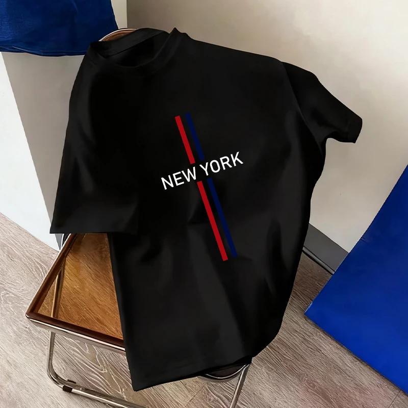 Mens Tshirt City Vibe Fashion Print Streetwear Top 2026 Spring Summer Daily Casual Sports Crew Neck Pure Cotton Tees Oversize