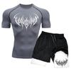 Set T-shirt e Pantaloncini a Compressione ad Asciugatura Rapida da Uomo - Abbigliamento Sportivo per Fitness e Corsa