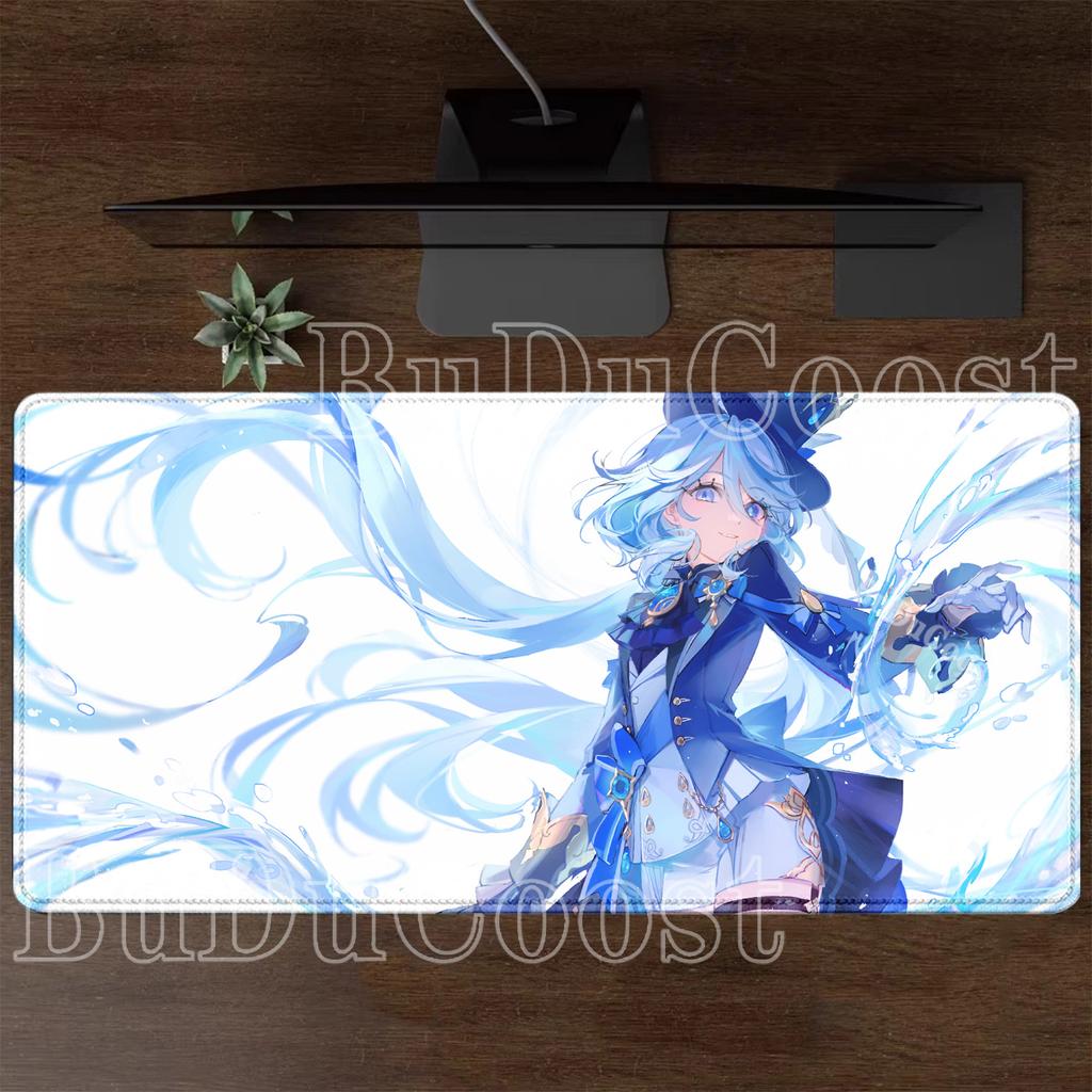 New HD Printing Pretty Genshin Impact Furina Anime XXL Mousepad Office Kawaii Girl Desk Mat Keyboard Mouse Pad Mice Mat Carpet