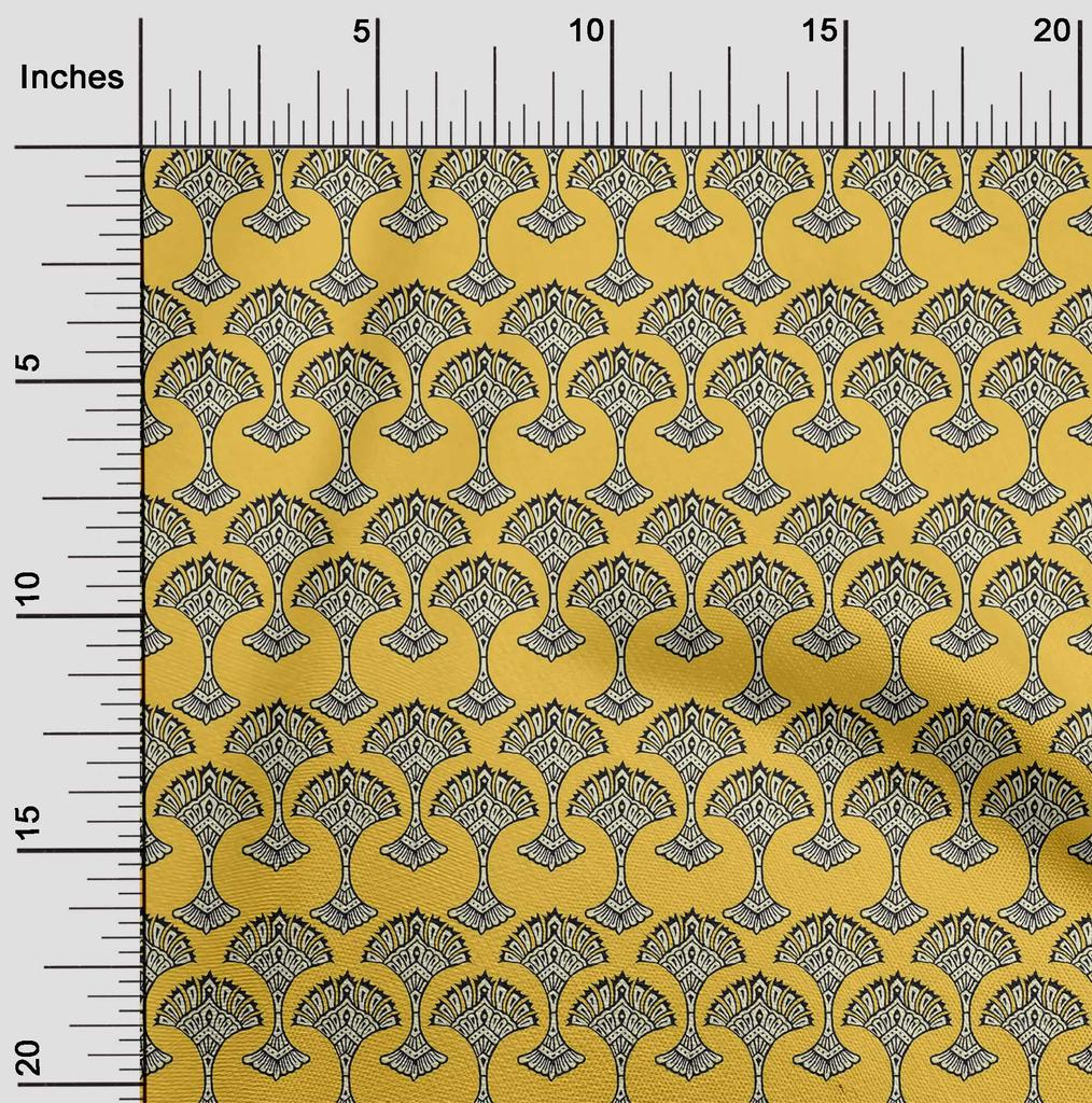 oneOone Cotton Flex Fabric Floral Block Printed Fabric 1 Yard 40 Inch Wide