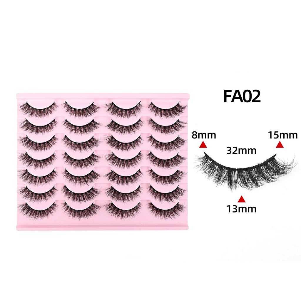 Cross-border European and American Style Flared Lashes, 14 Pairs of Thick, Curled, Naturally Three-dimensional One-piece Lashes