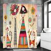 Cartoon Cute Girl Cat Flower and Grass Shower Curtain, Bathroom Decorative Shower Curtain, Waterproof Shower Curtain with Hooks