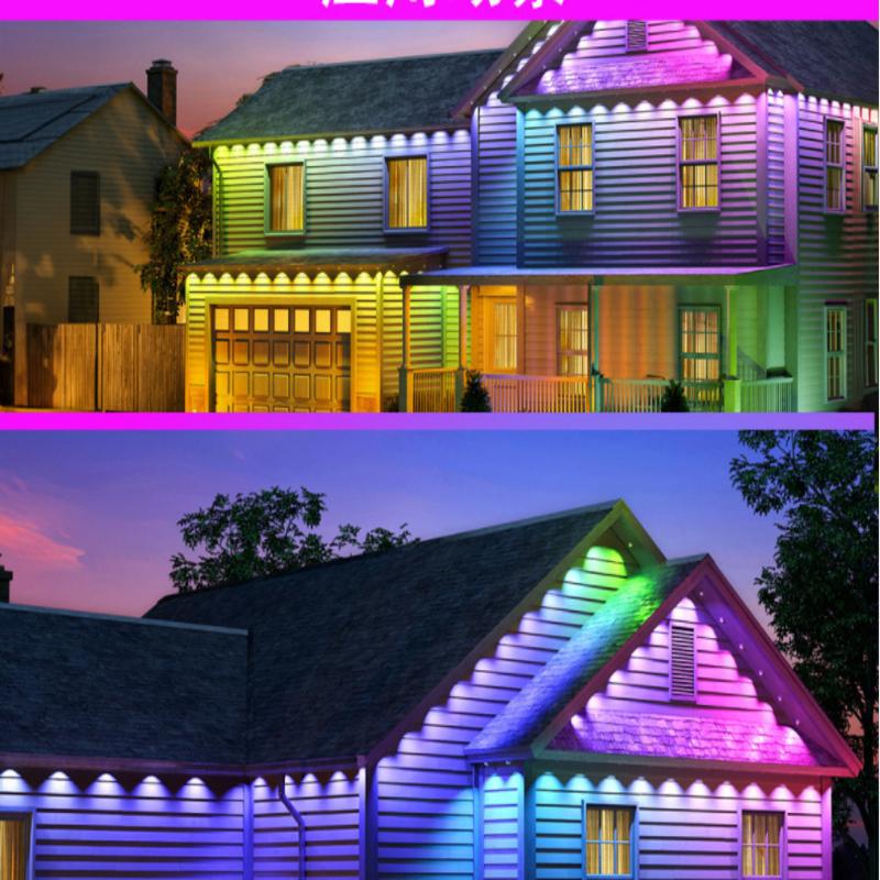 

RGB Наружные карнизные огни - 50/100 футов с 30/60 светодиодами, Вечериночные огни с синхронизацией музыки белый