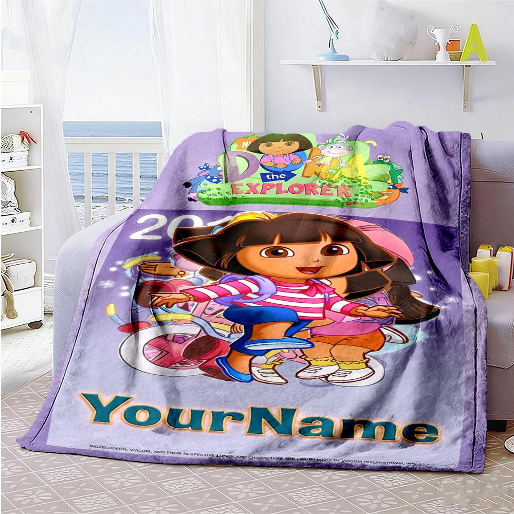 Dora Explorer Personalized Text Blanket Gift Personalized Blanket Ultra-Soft for Livingroom Couch Nap Office Chair for All Occasions