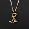 eManco Gold Plated Cursive Letter Charm Square Pink Crystal Removable Multi Charm DIY Birthstone Jewelry