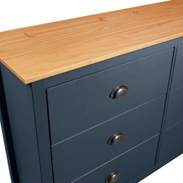 VidaXL Buffet Hill Range Gris 125x40x80 cm Bois de pin solide