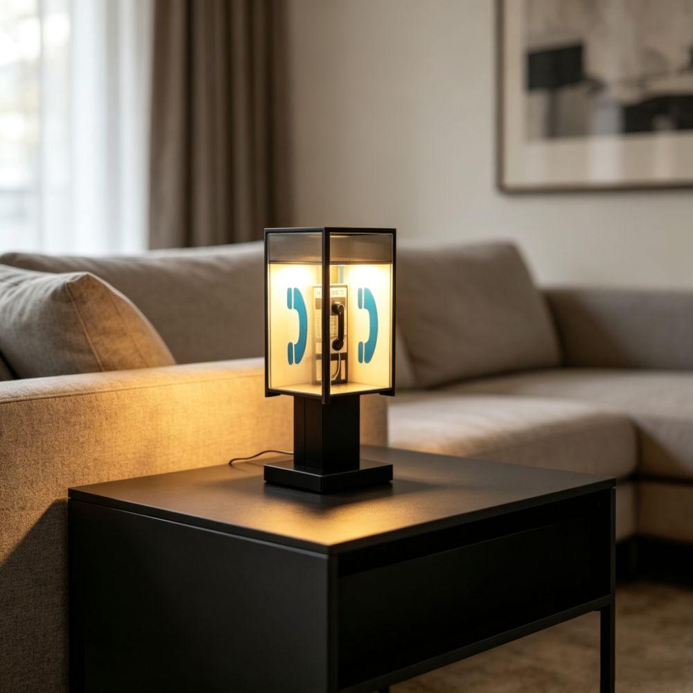 Soft Warm Glow Vintage Phone Booth Night Light LED Light Desktop Table Lamp  Office Desktops