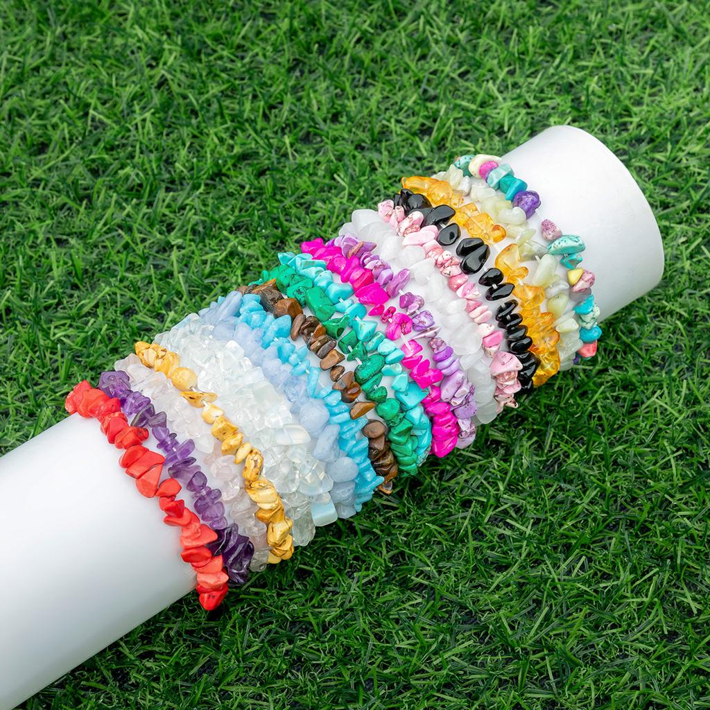 Accessories, simple irregular geometric colored jewelry, creative pastoral gravel elastic bracelet women