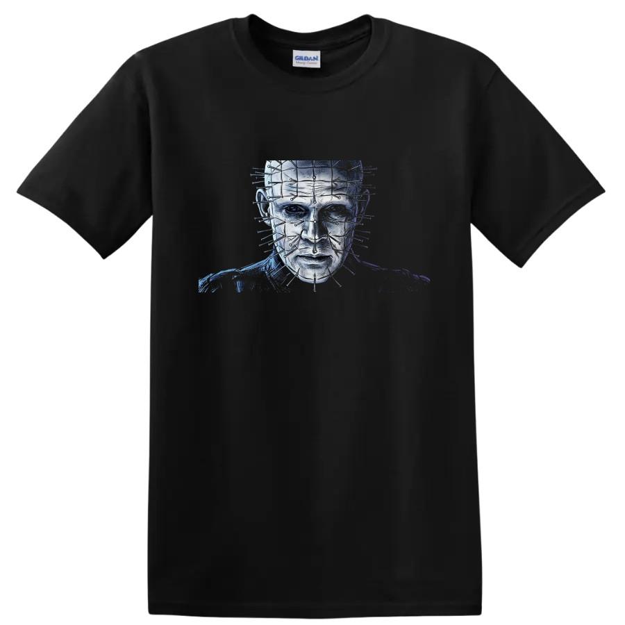 Pinhead Hellraiser Horror T Shirt Gothic Cenobite Portrait Halloween Graphic Tee