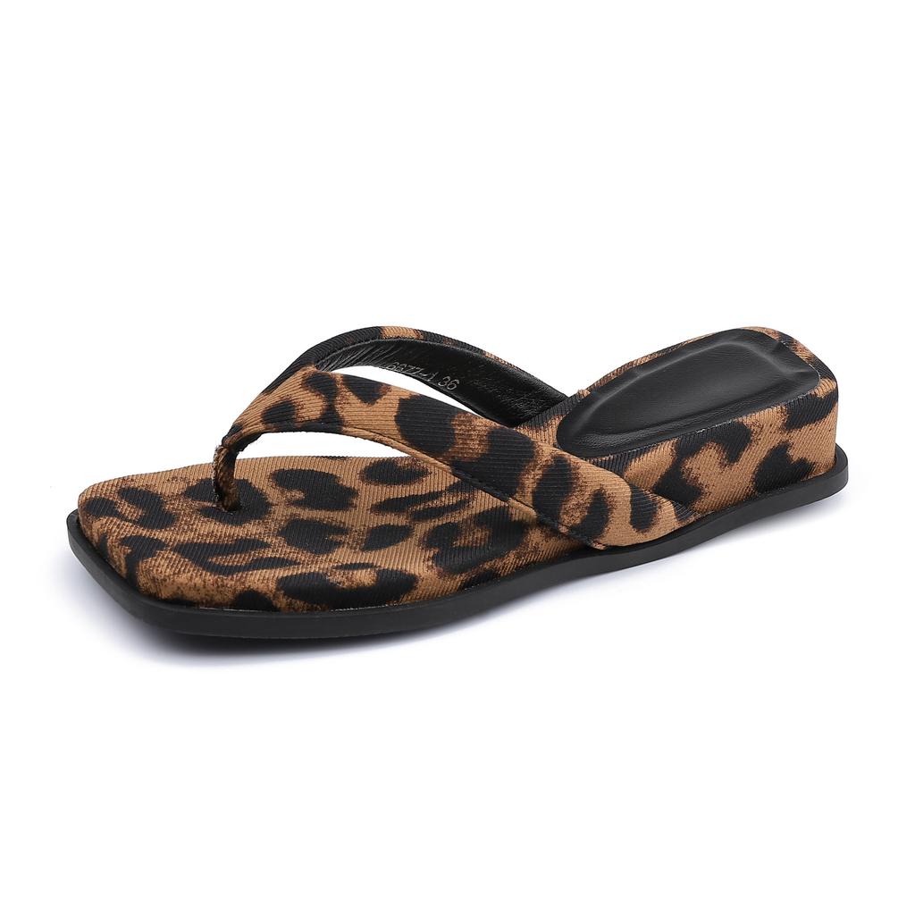 Yuanlitong slope heel flip-flops 5.5cm heightened version thick-bottomed toe slippers women's wear 2025 summer new