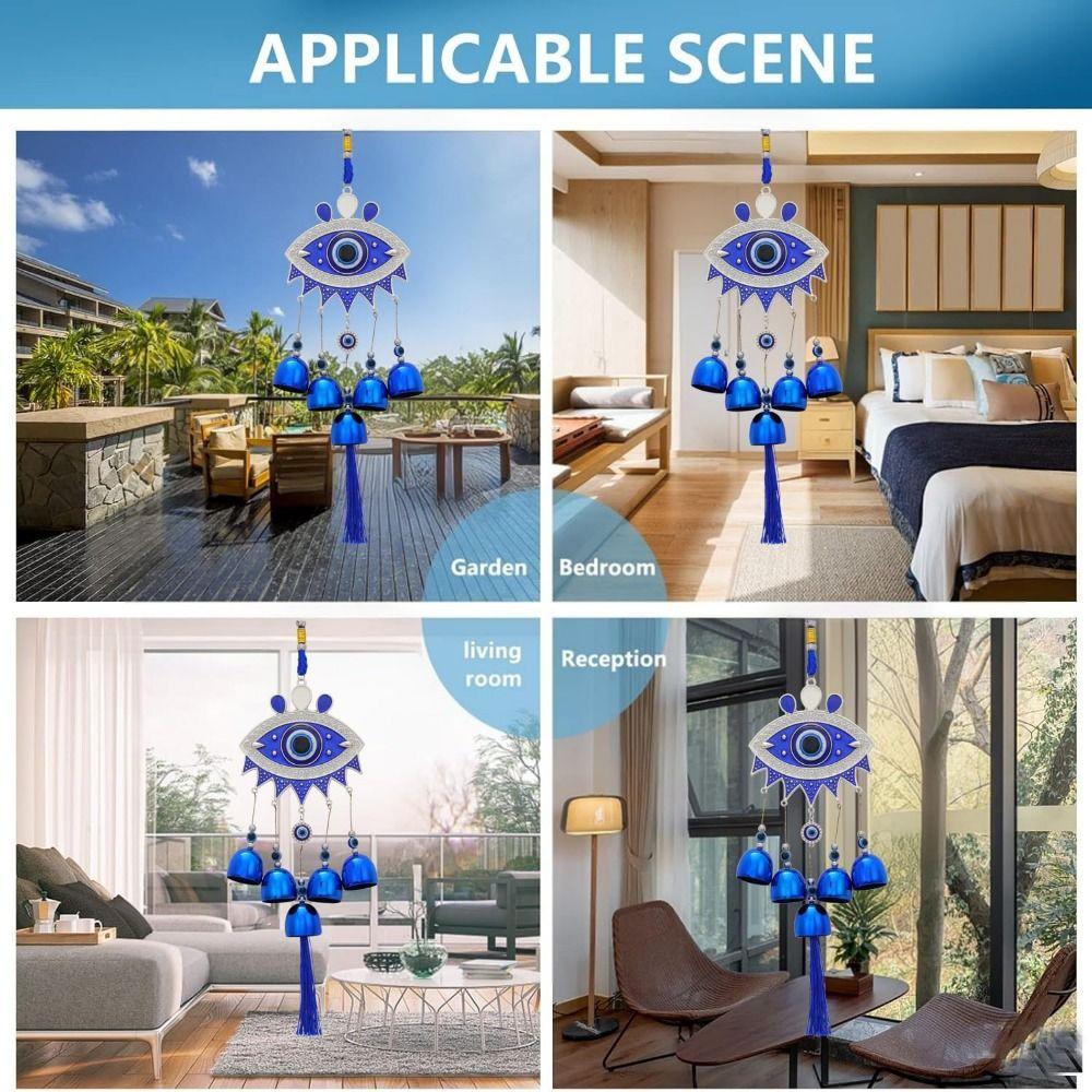 Handmade Metal Hanging Wind Chime Glass Wind Music Bell Blue Eyes Wind Chime  Garden Decoration