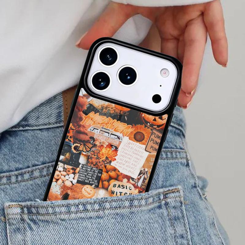 Autumn leaves fall fox pumpkin Halloween Phone Case for iPhone 16e 15 14 13 12 17 Pro Max Plus Air 17pro Cover Coque