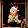 Seasonal Window Art for Home Christmas Bear Static Clings, Cute Holiday Glass Decals, Waterproof PVC Indoor Outdoor Decor Stickers Store Doors