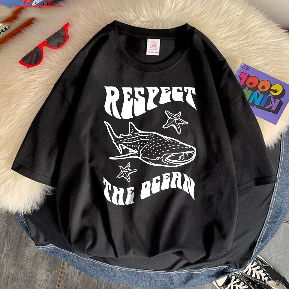 Respect The Ocean Protecting Whales Print Mans T-Shirts Fitting Oversized T-Shirt Leisure Soft Tshirt Pleasure Breathable Tops