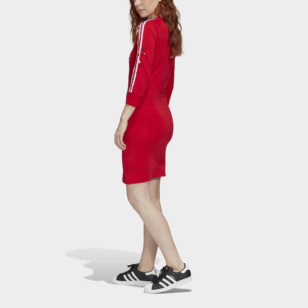 Adidas Originals Fitted Three Stripes Dress Women dresses Red GK7167